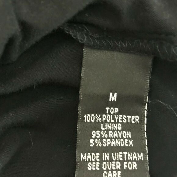 AB Studio Womens M Blouse Black Blue Chevron Stripe 3/4 Sleeve Polyester - Picture 6 of 8